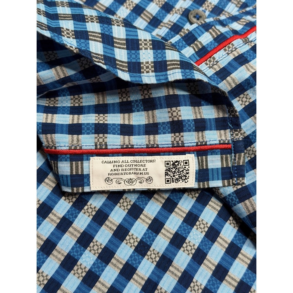 Robert Graham Shirt Mens Large Blue Plaid Button Up Classic Fit Preppy Office - Picture 5 of 9
